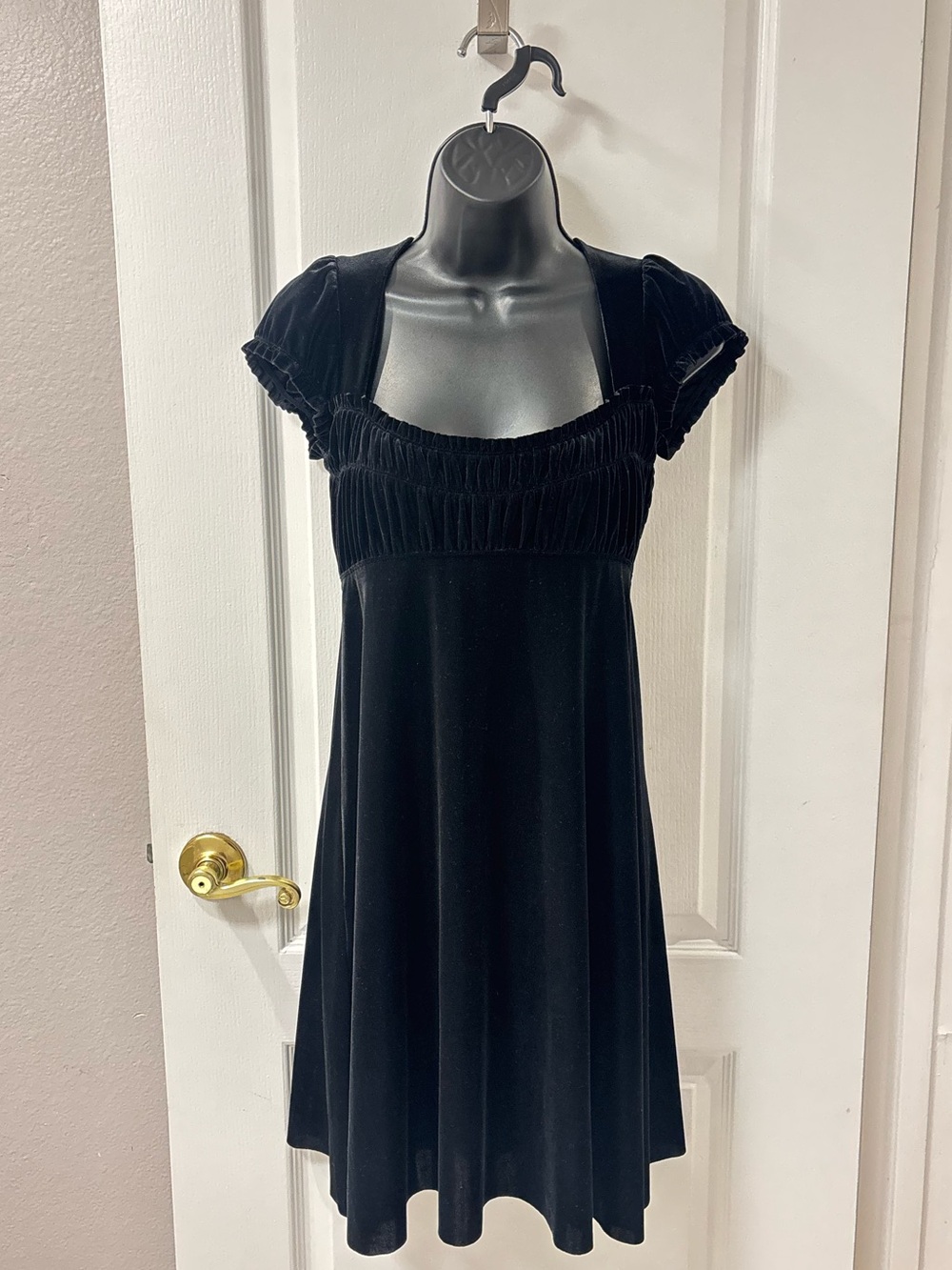 Free People Velvet Tie Back Square Neck Empire Waist Dress Dark Fairy Whimsygoth